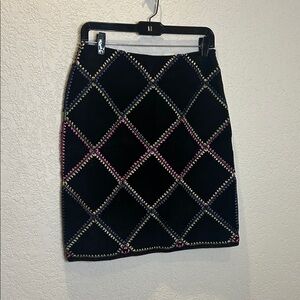 Vintage Suede Multicolor Stitched  Skirt